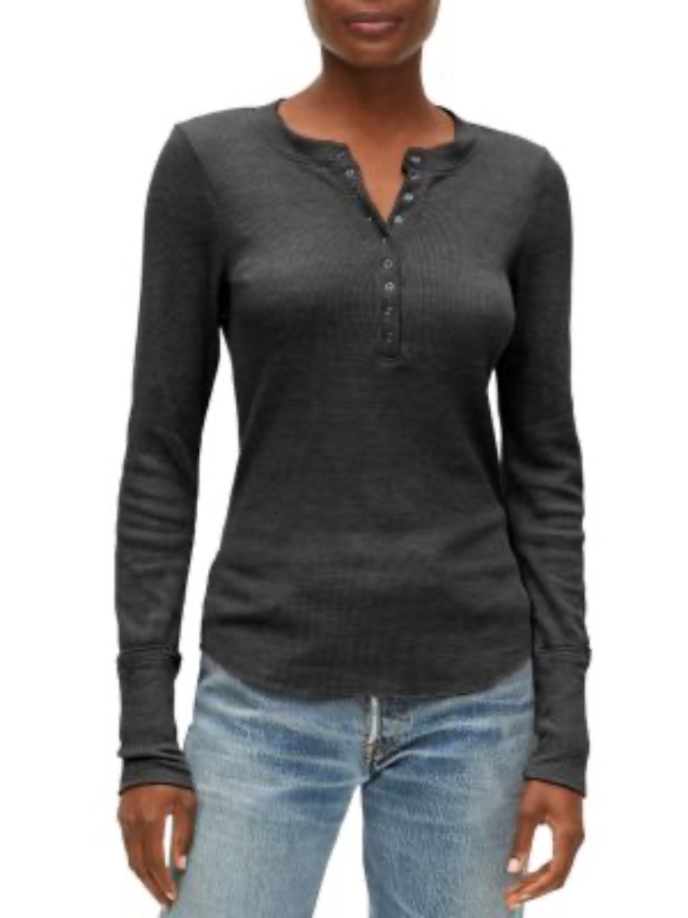 New- Michael Stars Regan Henley Long Sleeve Top - Size M